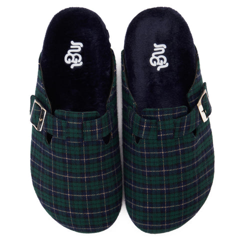 Snuggs Clogs Dark Blue x Green Checkered